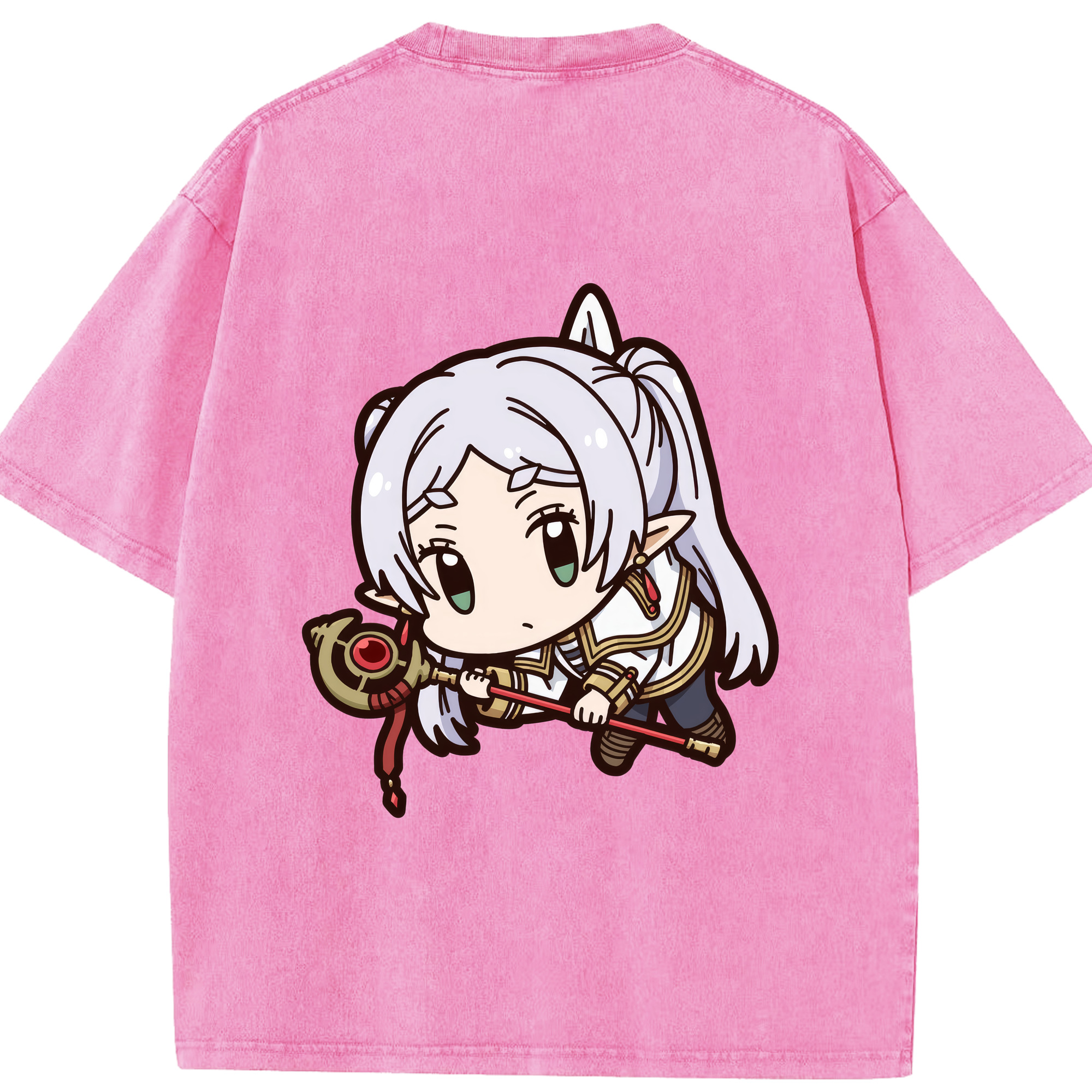 （画像用） 葬送のフリーレン Frieren 綿100% ヴィンテージ風 半袖Tシャツ（背面プリント）
